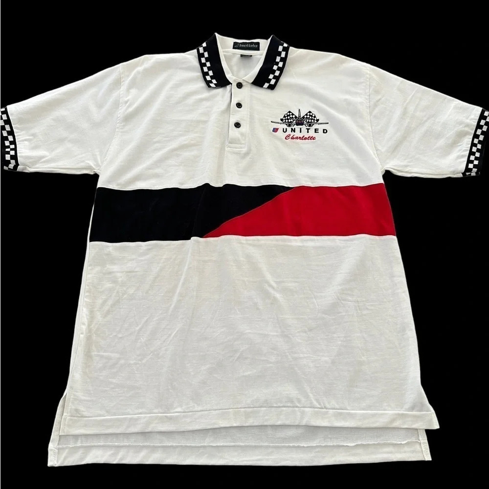 Vintage Inner Harbor Mens Large United Airlines‎ Charlotte NC Polo Shirt Pilot L
